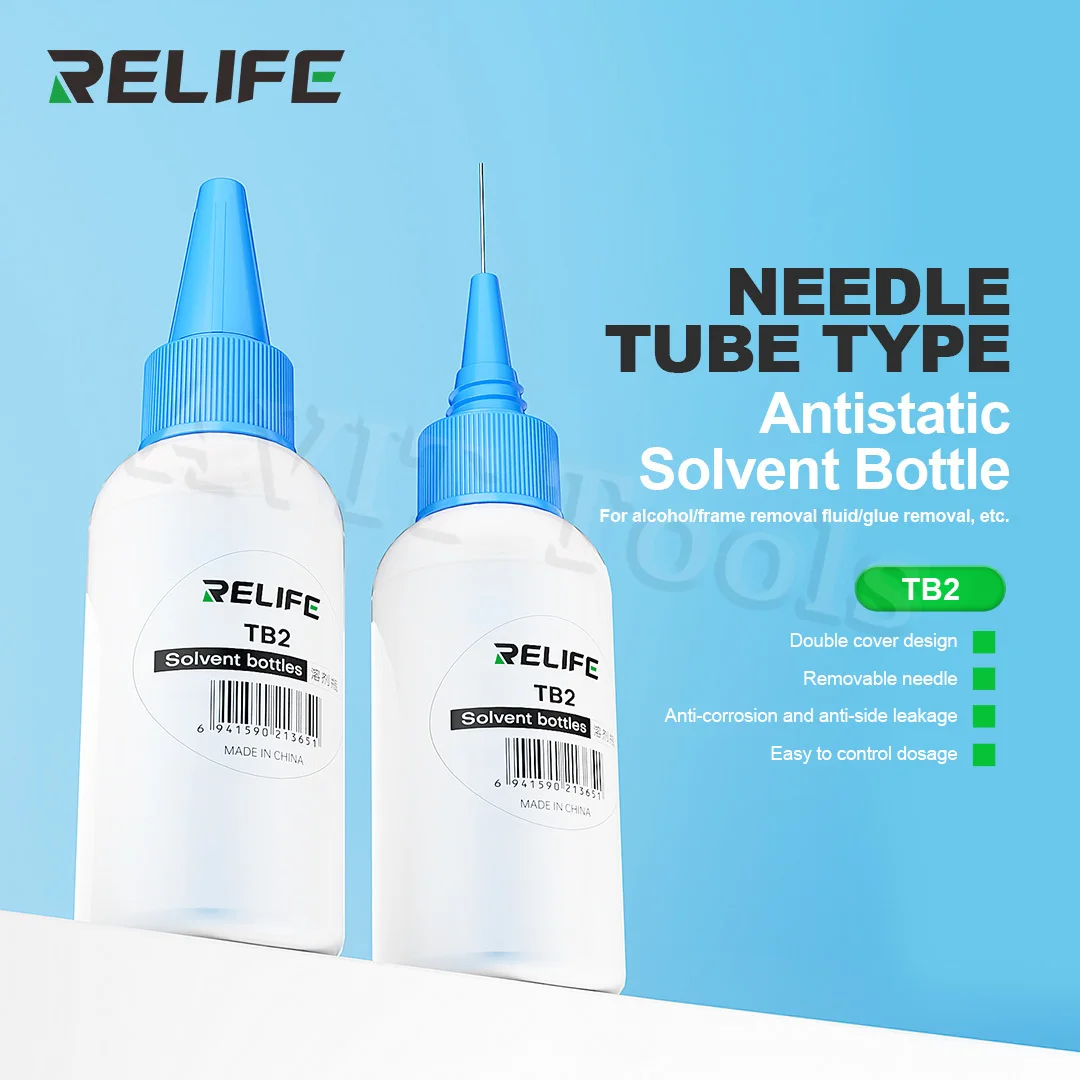 RELIFE TB2 Botella vacía para solvente Tipo de tubo de aguja Dosaje fácil de controlar Adecuado para eliminación de marco de alcohol Pegamento de eliminación de fluidos - imagen 2