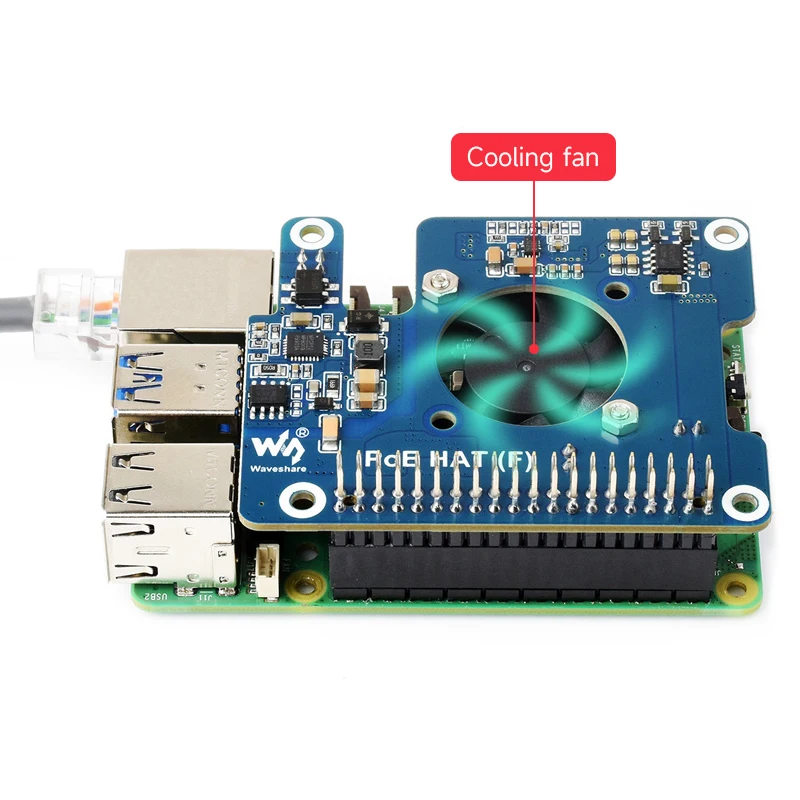 Raspberry Pi 5 PoE HAT (F) 802.3af/at ventilador de refrigeración integrado de alta potencia sobre Ethernet con disipador térmico de Metal para RPi 5 Pi5 - imagen 5