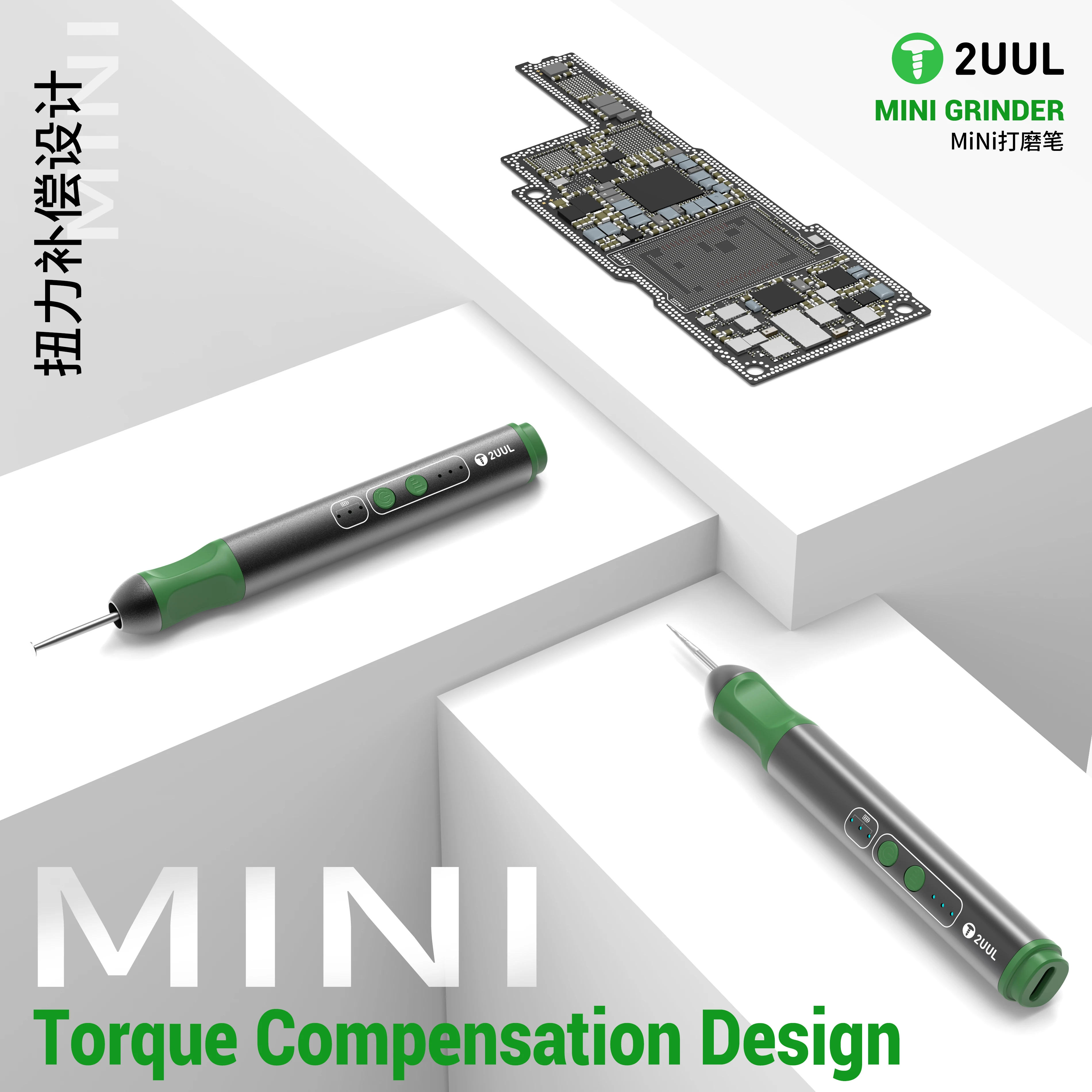 2UUL DA86 Mini Grinding Pen Set with 10 Grinding Heads for Mobile Phone Motherboard PCB Chip CPU Component Repair Grinding Tool - imagen 3