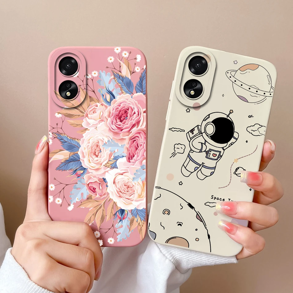 Funda para Oppo A18 A38 4G con protección de cámara Cool Astronaut cubiertas traseras suaves de silicona líquida para Oppo A 38 A 18 carcasa