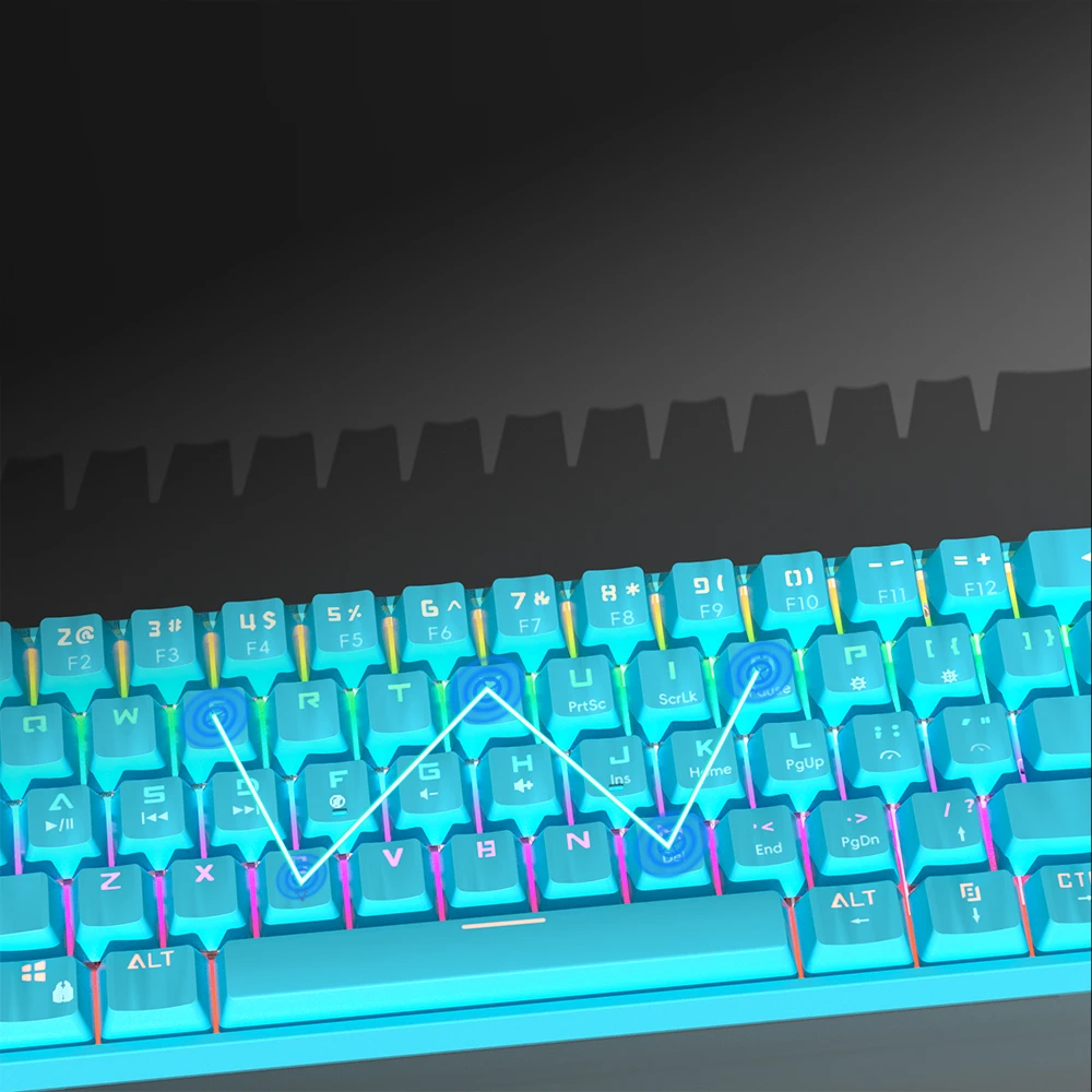 MUCAI MK61 USB Gaming Esports Teclado mecánico interruptor rojo 61 teclas Cable desmontable retroiluminación RGB intercambio en caliente - imagen 4