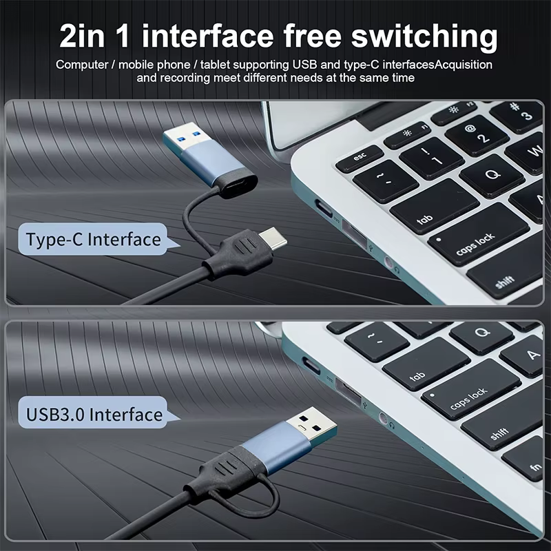 Tarjeta de captura de vídeo HDMI 4K 1080P HDMI a USB2.0/3.0 tipo C 2 en 1 dispositivo de captura de grabación de grabador de juegos para interruptor en vivo Xbox PS4/5 - imagen 3