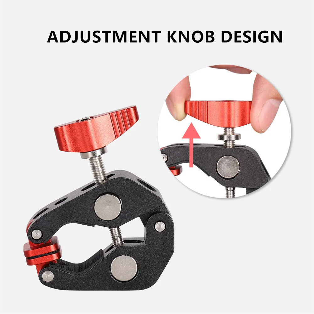 Nuevo soporte de súper abrazadera de aluminio con Clip hembra de 3/8 "y 1/4" para trípode de cámara mesa de escritorio brazo mágico soporte de estudio de vídeo bicicleta - imagen 3