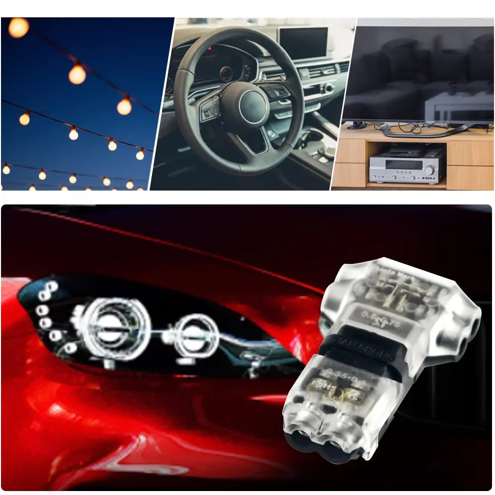 5 uds conectores de cable de bajo voltaje conectores de cable T Tap conectores de empalme de cable de 2 pines sin pelado cable de 3 vías se adapta a 24-20 AWG - imagen 5