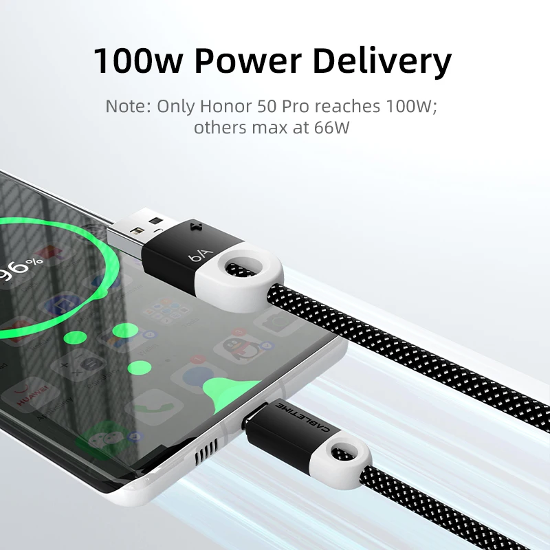 Cable CABLETIME USB C 6A carga ultra rápida tipo c 100W Cable de teléfono 6A USB A a tipo c para Huawei Xiaomi Samsung cable de datos - imagen 3