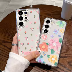 Shockproof Flower Phone Case For Samsung Galaxy S25 Ultra Funda S24 Plus S23 S22 S21 S20 FE Transparent Soft Silicon Cover Coque