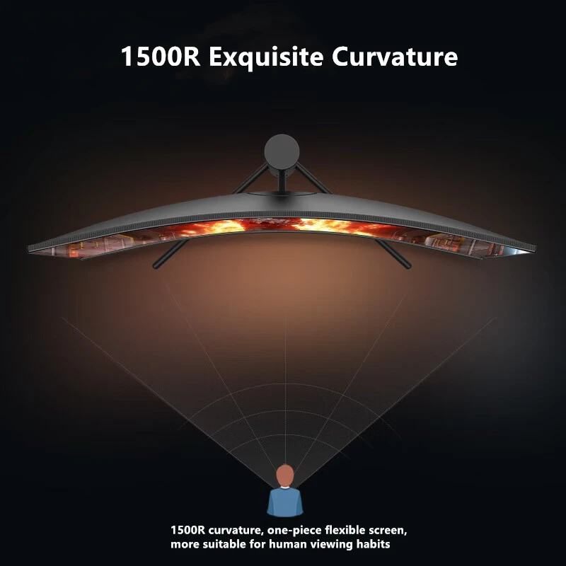 FYHXele Monitor de 34 pulgadas 165Hz VA WQHD pantalla amplia de escritorio 21:9 LED pantalla de ordenador para jugadores 1500R curvada DP/3440*1440 - imagen 2