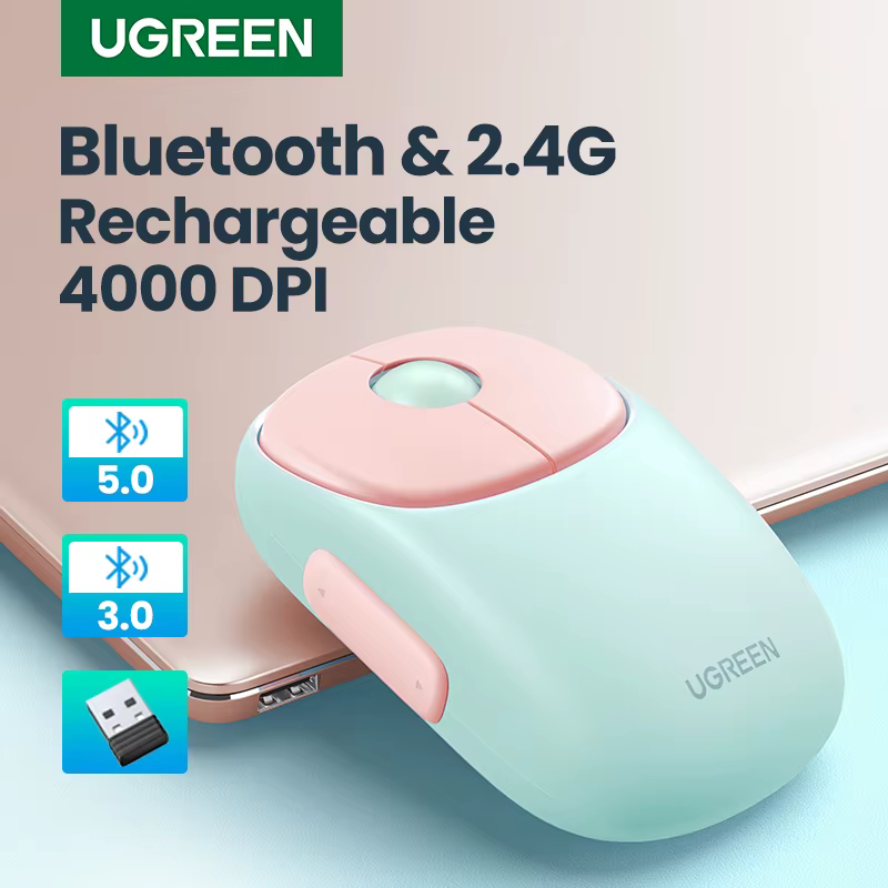 UGREEN Ratón Inalámbrico Recargable Bluetooth 5.0 - 4000 DPI