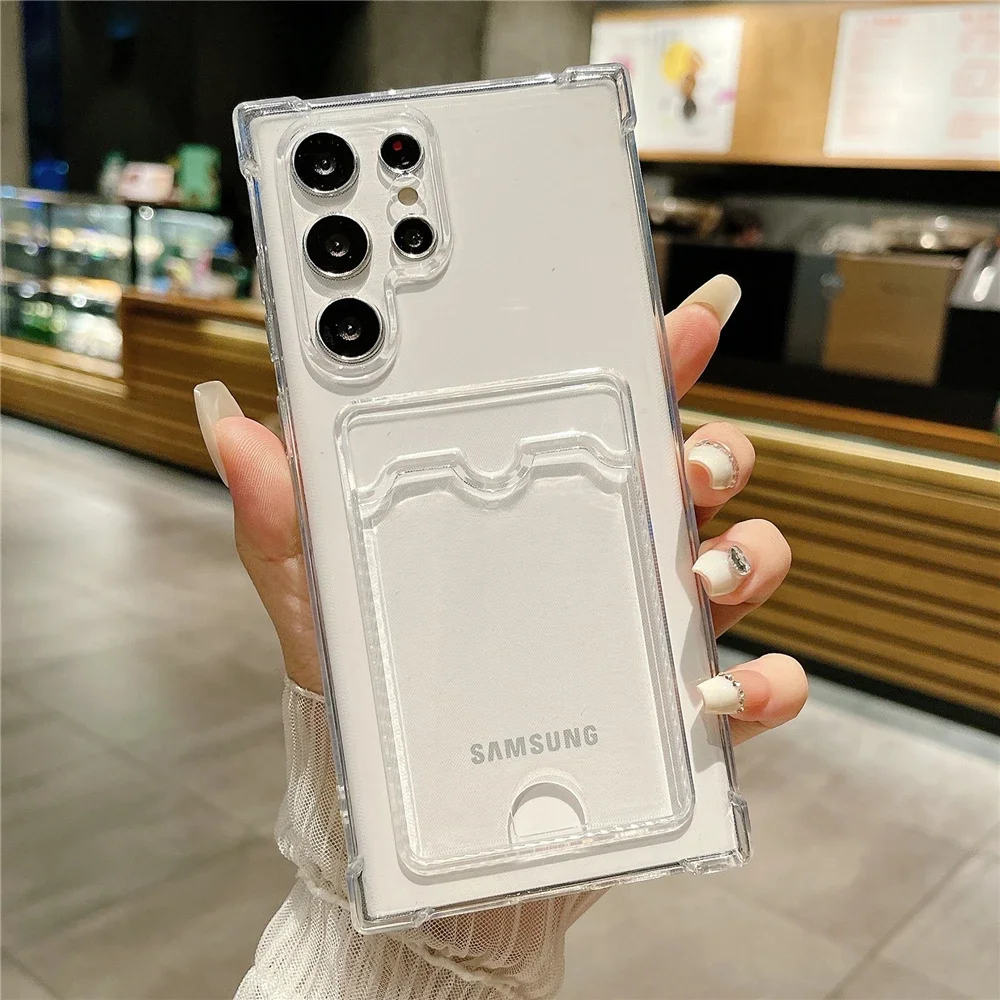 Funda gruesa a prueba de golpes para tarjetas, funda transparente para teléfono Samsung S24 Ultra S21 S22 S23 Fe S 24 Plus 5G, fundas con esquinas suaves - imagen 2
