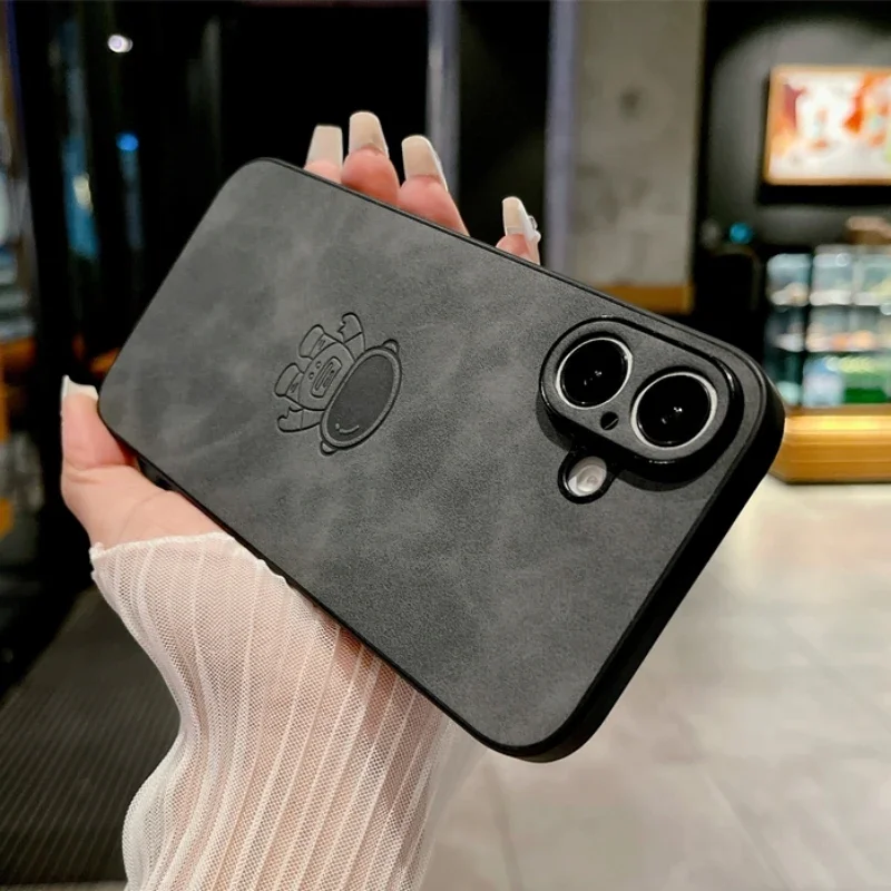 Funda de cuero de astronauta PU Retro para iPhone, carcasa trasera a prueba de golpes, moda, 16, 15, 14, 13, 12, 11 Pro Max, 16 Pro, 15 Plus - imagen 2