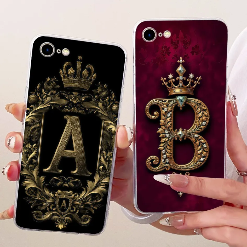 Para iPhone 7 Plus Funda lindas letras iniciales Funda trasera de silicona transparente suave para iPhone 7 8 Plus Funda iPhone SE 2020 parachoques - imagen 2
