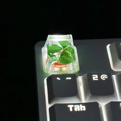 Cola de Gota Tapa Tecla Mecánico Trébol Luminoso Resina