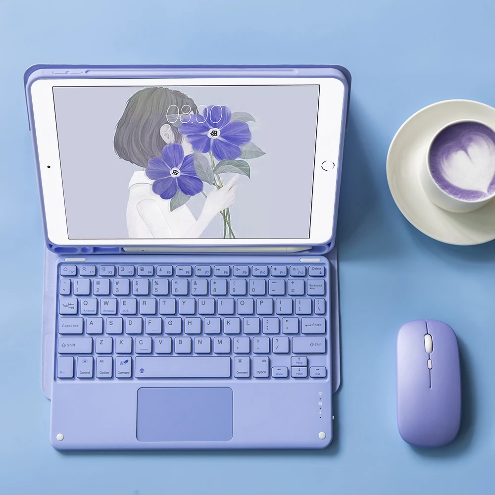 Estuches para lápices con teclado y ratón inalámbrico para iPad Air 4, 2020 Pro 11, 2021, 10,2, 9. ª y 8. ª generación, Air 2 Pro 10,5 - imagen 4