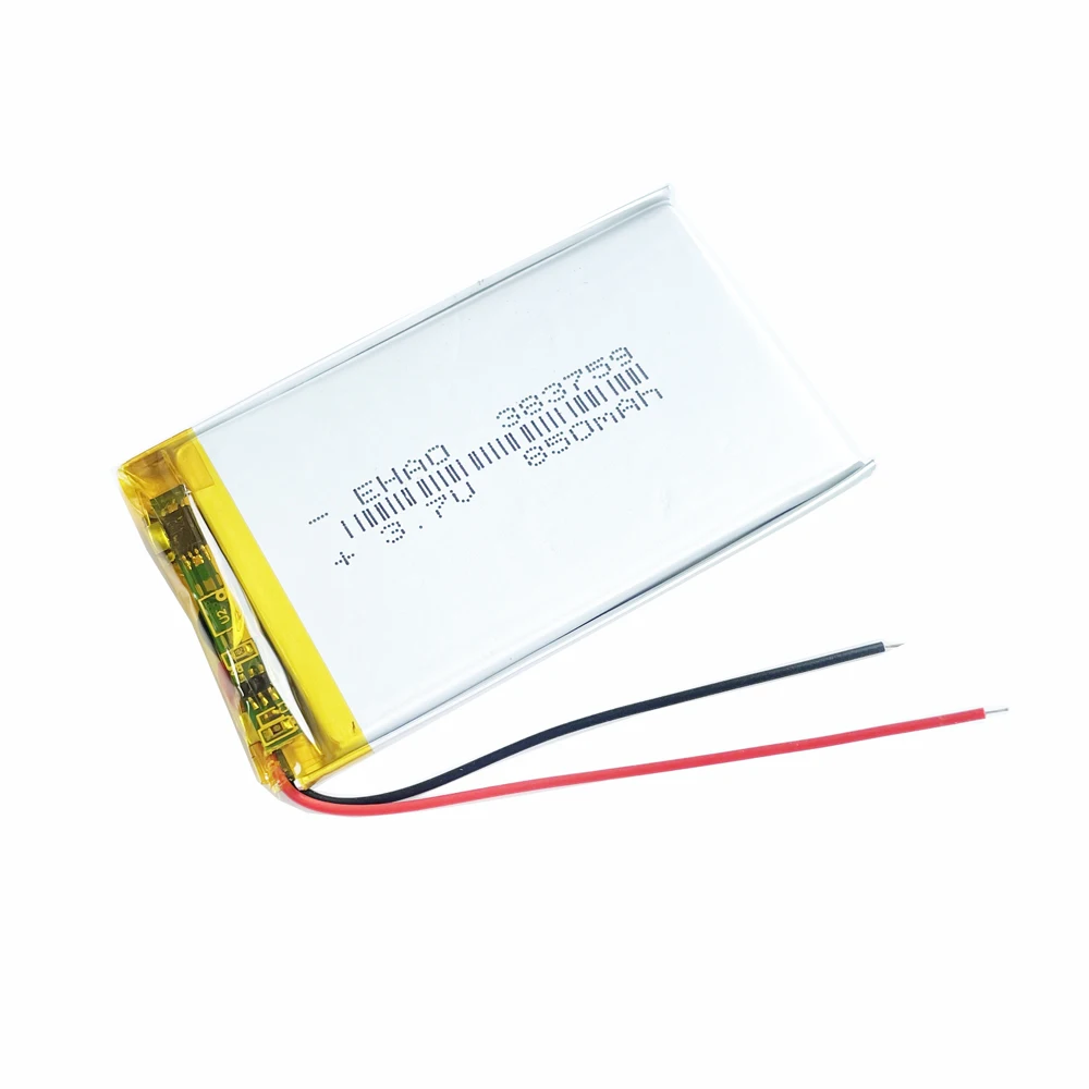 Batería recargable LiPo de polímero de litio de 3,7 V, 850mAh, 383759 para Mp3, DVD, masajeador, grabadora de conducción Bluetooth, altavoz de cámara - imagen 4