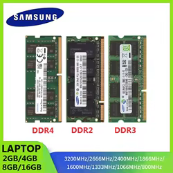 SAMSUNG Notebook Ram SODIMM Memoria DDR4 DDR3 DDR2 16GB 8GB 4GB 2GB 3200 2666 2400 1866 1600 1333 1066 800 667MHz RAM para computadora portátil