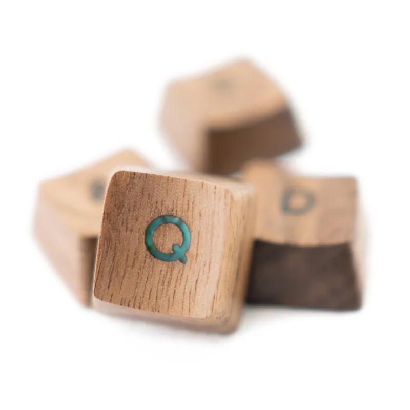 Teclas de madera de nogal grabadas, teclas de Teclado mecánico de madera maciza, personalizadas, translúcidas OEM, regalo personalizado - imagen 4