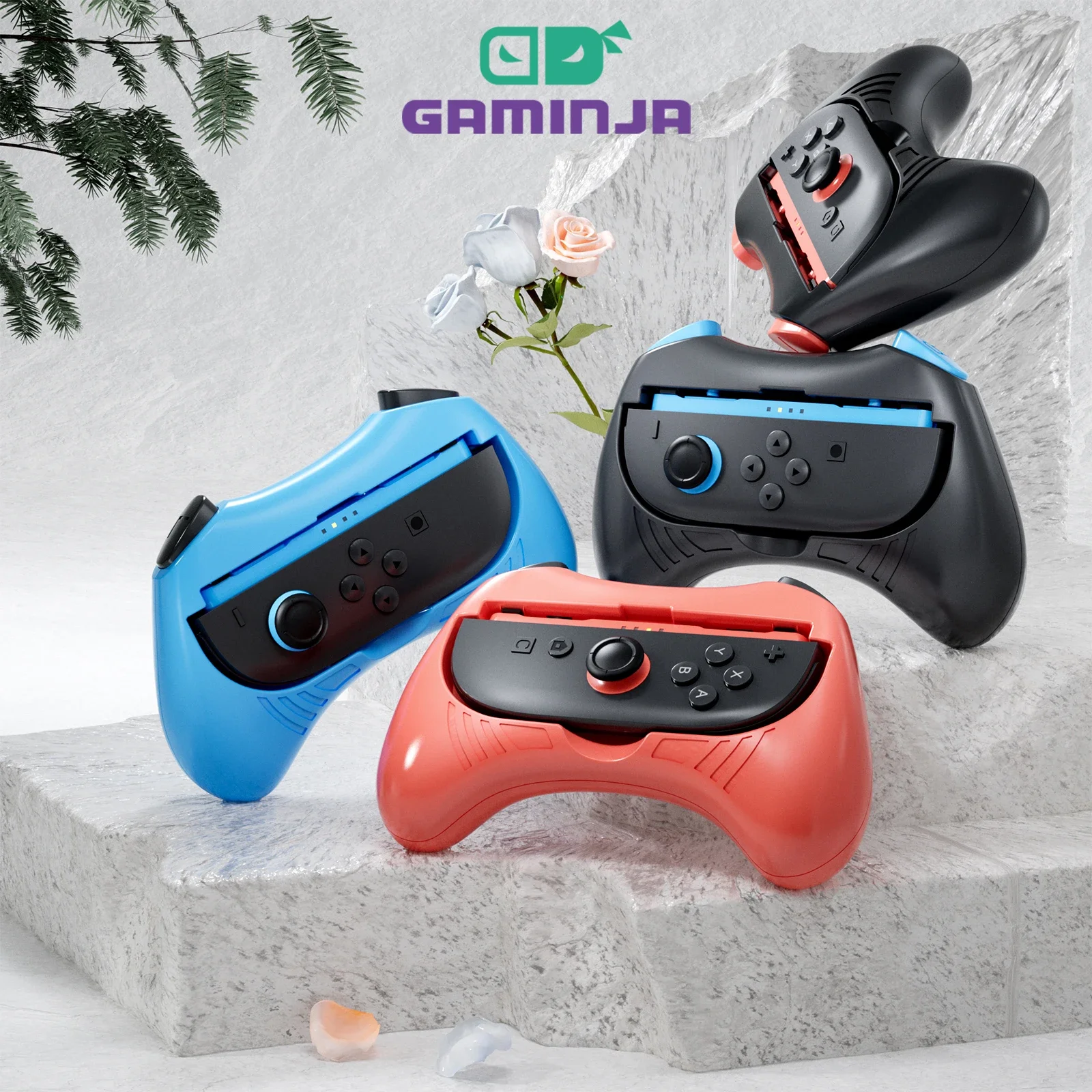 Accesorios de juego GAMINJA, 2 uds., empuñaduras cómodas para Switch 2, empuñadura de consola, soporte izquierdo y derecho, controlador de mando