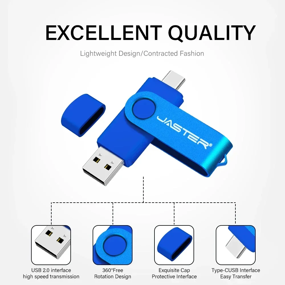 Unidad Flash USB TYPE-C, 128GB, llavero gratis, unidad de bolígrafo de 64GB, regalo de negocios creativo, memoria roja, capacidad Real, disco U azul 32G - imagen 2