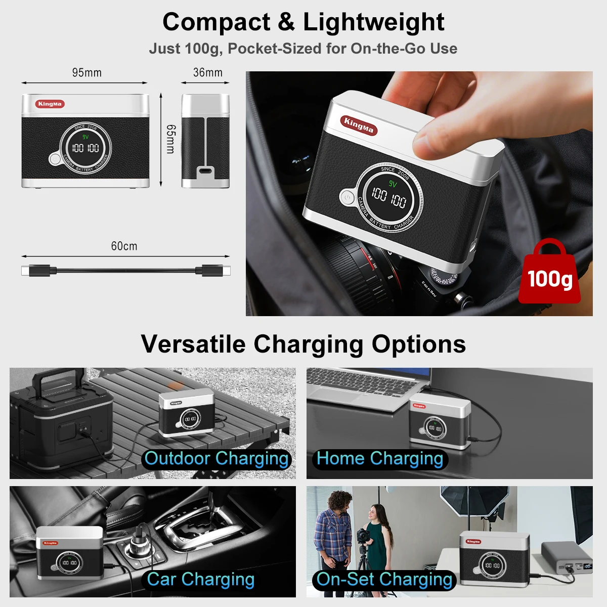 Cargador rápido PD de 18W para NP-W126S, estuche de almacenamiento con doble ranura y pantalla digital inteligente, para Fujifilm X-S10, X-T30 II, X-T3, X-E4 - imagen 5