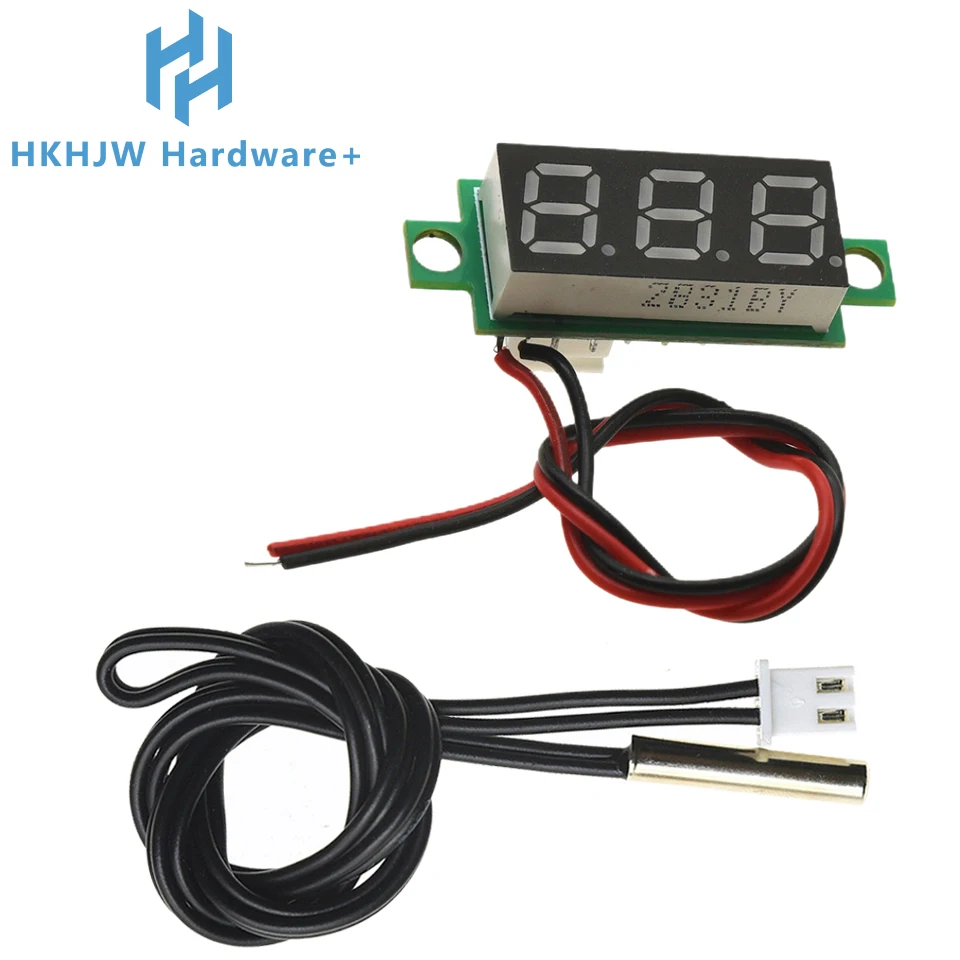 Módulo de pantalla de termómetro digital LED de 0,28" CC 4-28 V, sonda de metal NTC resistente al agua, rojo/azul/verde/amarillo/blanco