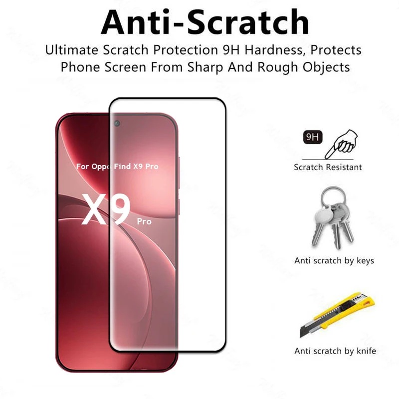 4 Uds vidrio templado para OPPO Find X9 Pro película protectora de vidrio OPPO Find X9 Pro Protector de pantalla de cubierta completa encontrar X9 Pro Glass - imagen 3
