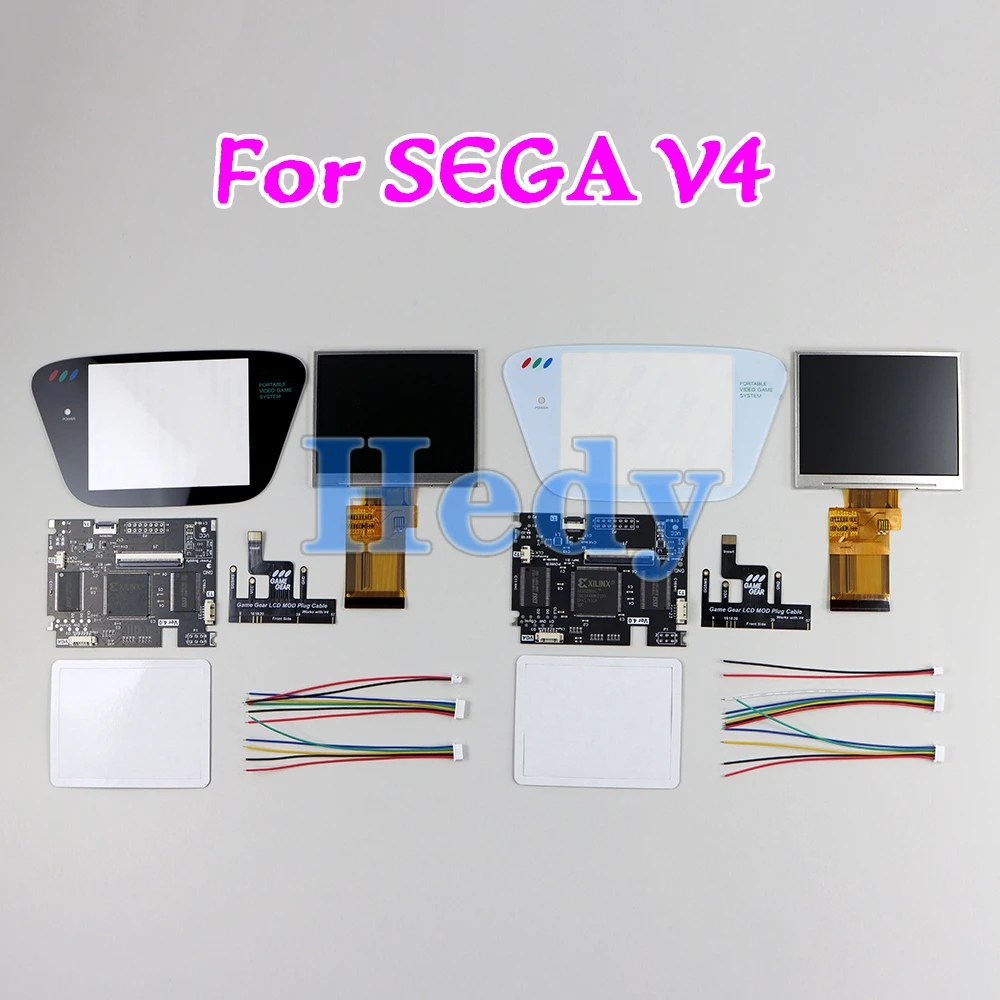 Pantalla LCD V4 de cristal para SEGA Game Gear GG V4.0, soporte de brillo ajustable, Mod de salida VGA, 1 Juego