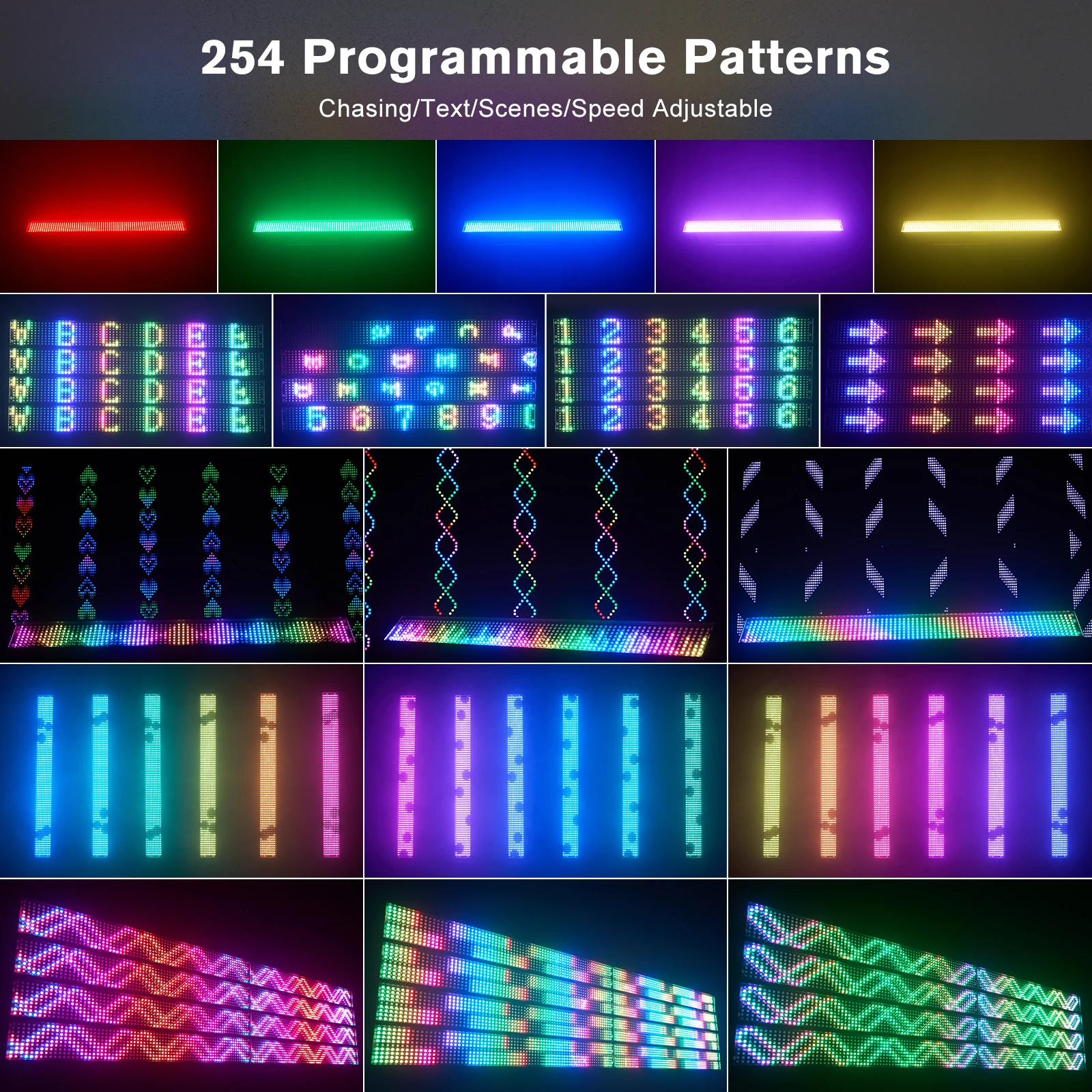U'King 1/2 Uds 120W RGB 666LEDs luces de pared 254 iluminación de efecto de escenario de persecución de carrera dinámica para fiesta de boda Bar Show - imagen 4