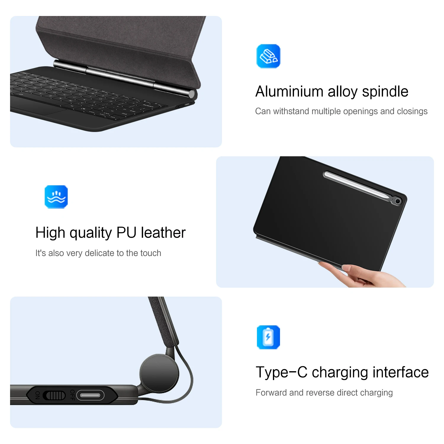Teclado mágico para Samsung Galaxy Tab S8 S9 S10 Ultra 14,6 S7 S8 S9 S10 FE Plus 13,1 12,4 11 pulgadas funda inteligente retroiluminada multitáctil - imagen 5