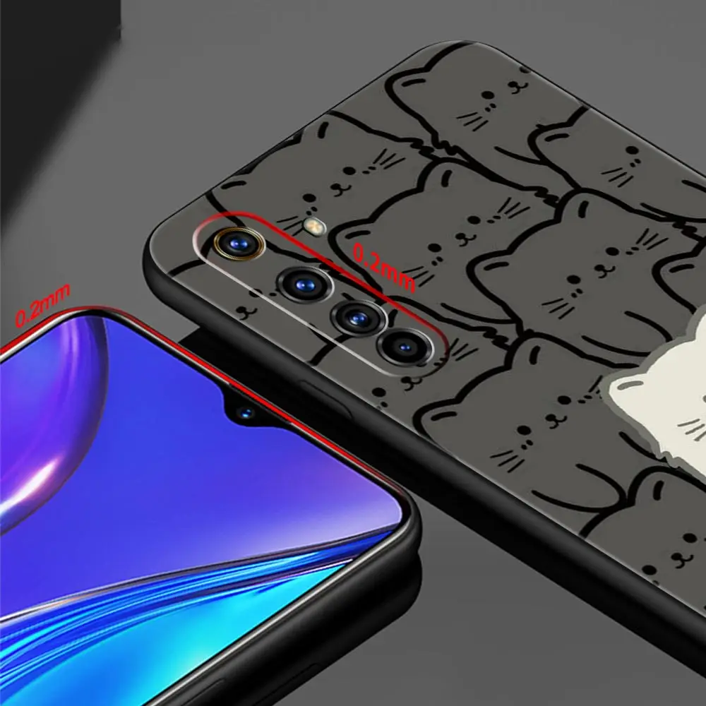 Lindo gato negro de dibujos animados para Realme GT Neo 2 3 3T 5 funda de teléfono 12 11 5G 10 9 8 5G 7 6 GT5 GT3 GT2 Pro C21 C11 C25 C35 - imagen 3