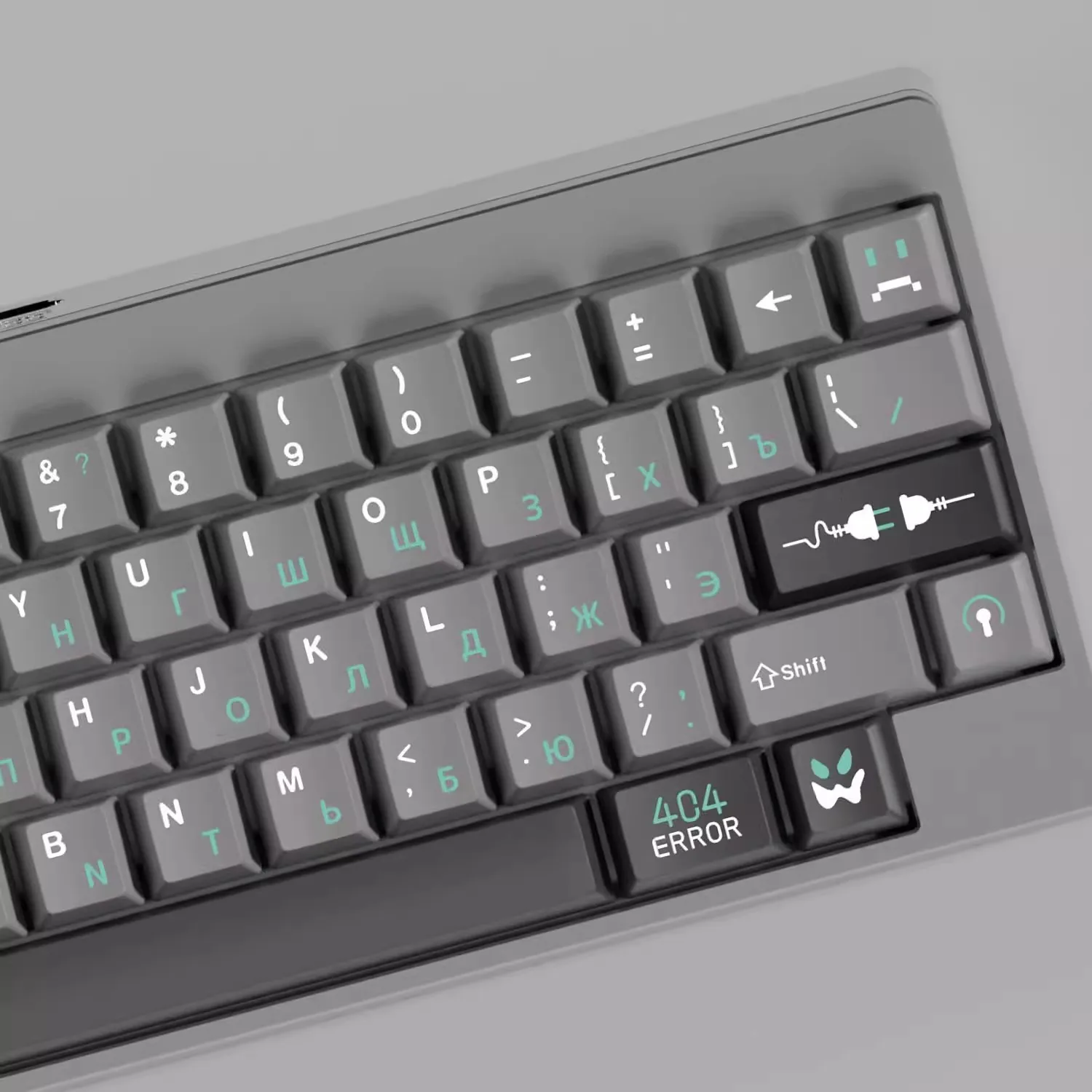 1 Juego de teclas con tema de Error 404, sublimación de tinte PBT, teclas rusas verdes, perfil de cereza, teclas grises a prueba de luz para 96 980 HHKB - imagen 3