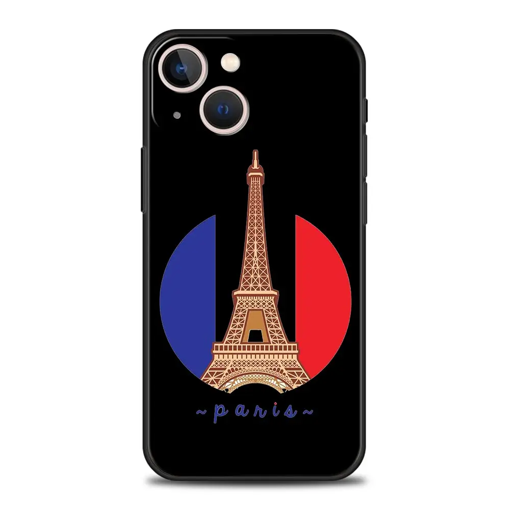 Funda de teléfono de lujo para Apple iPhone, 11, 15, 14 Pro MAX, 12, 13, 7, 8 Plus, X, XR, XS, MAX, SE, Funda de silicona negra, Bandera de Francia - imagen 5