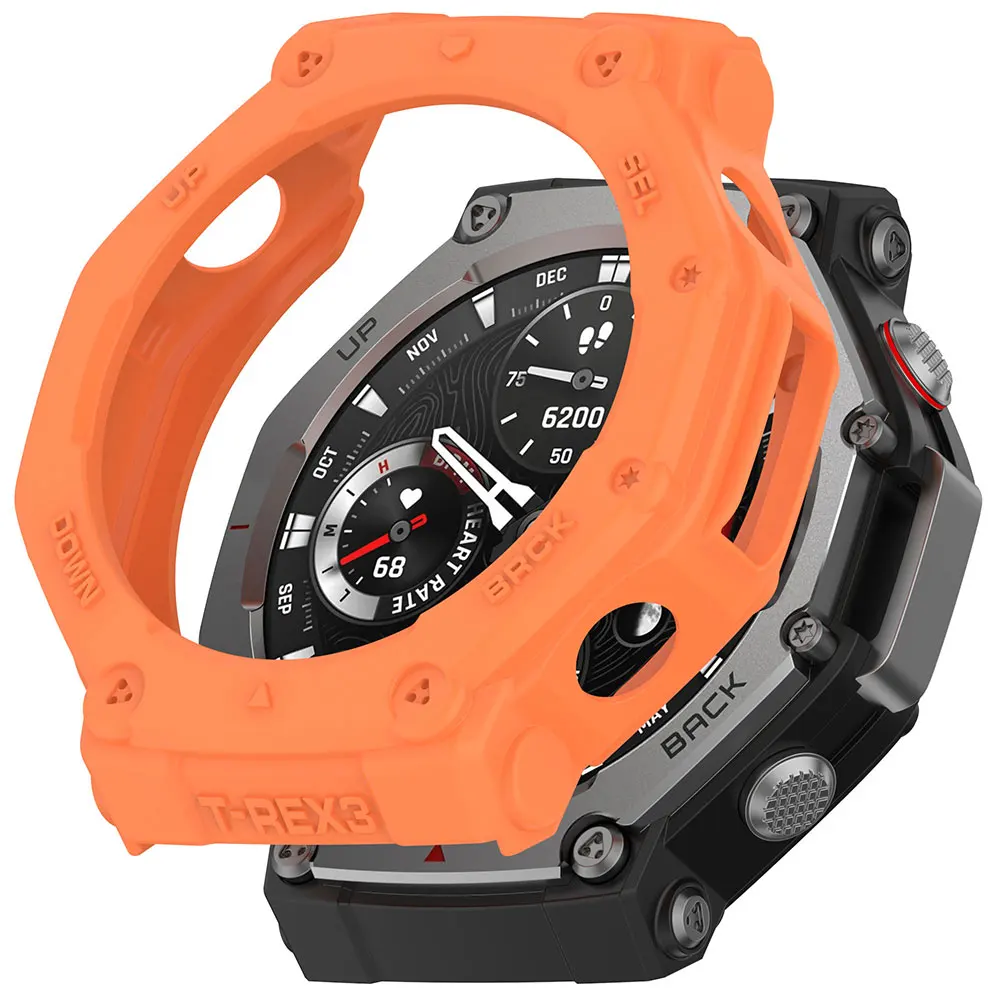 Funda protectora de TPU + película de vidrio para reloj inteligente Amazfit t-rex 3, carcasa de parachoques de silicona suave, Protector Huami Amazfit Trex3 - imagen 4