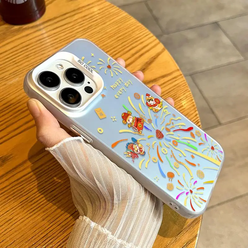 Colorful Fireworks Acrylic Phone Case for iPhone 16E 15 Pro 14Pro Max 13 Mini 15 Plus Screen Protector Casing Shockproof Cover - imagen 5