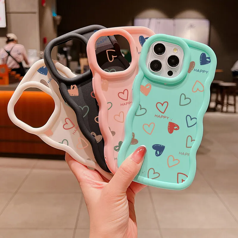 Funda de teléfono con diseño de corazón de amor de pantalla completa para Samsung Galaxy A55 A54 A14 A34 A35 A16 A15 A05 A05S A52 A53 A23 A24 A32 cubierta ondulada - imagen 5