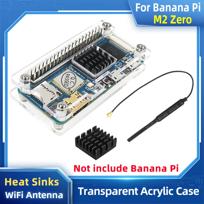 Banana Pi M2 funda acrílica Zero, carcasa transparente opcional, disipador de calor, antena WiFi para BPI-M2, placa Zero