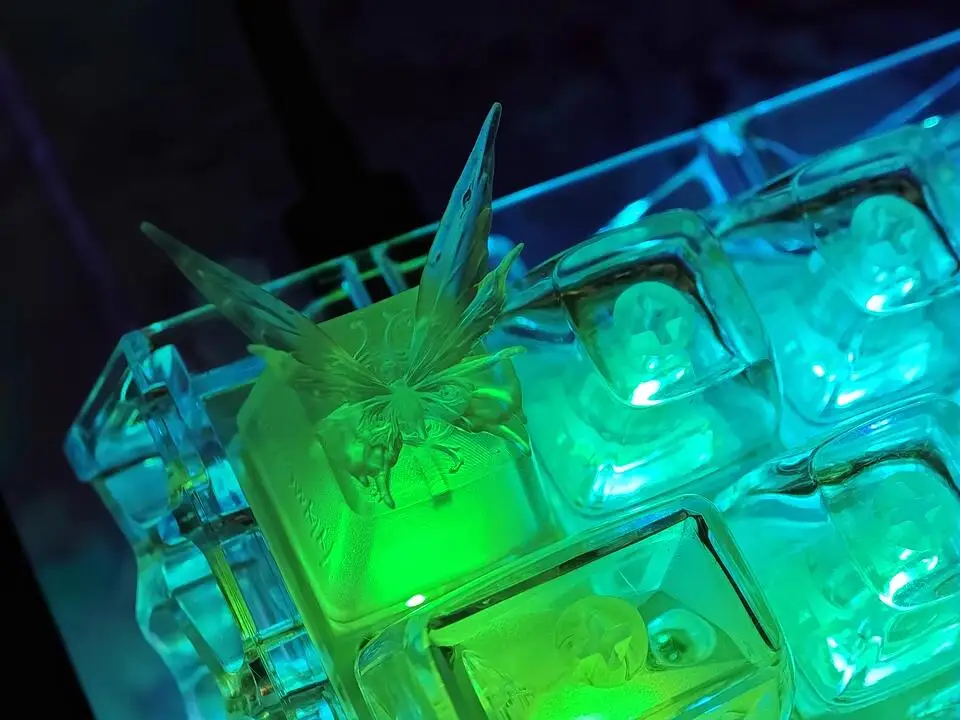 MiFuny-teclas con tema de mariposa, resina transparente artesanal, teclas bonitas personalizadas con arena movediza para teclado mecánico, accesorios para regalos - imagen 5