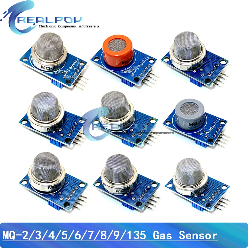 MQ-2 MQ-3 MQ-4 MQ-5 MQ-6 MQ-7 MQ-8 MQ-9 MQ-135 Módulo de Sensor de Gas licuado de metano de detección de humo para arrancador Arduino