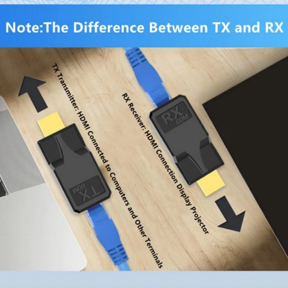 Extensor HDMI RJ45 de 60M, extensor de red compatible con HDMI, 1080P, 60Hz, extensor LAN de CAT5e/6 para PS4, apple, TV, PC y portátil - imagen 3