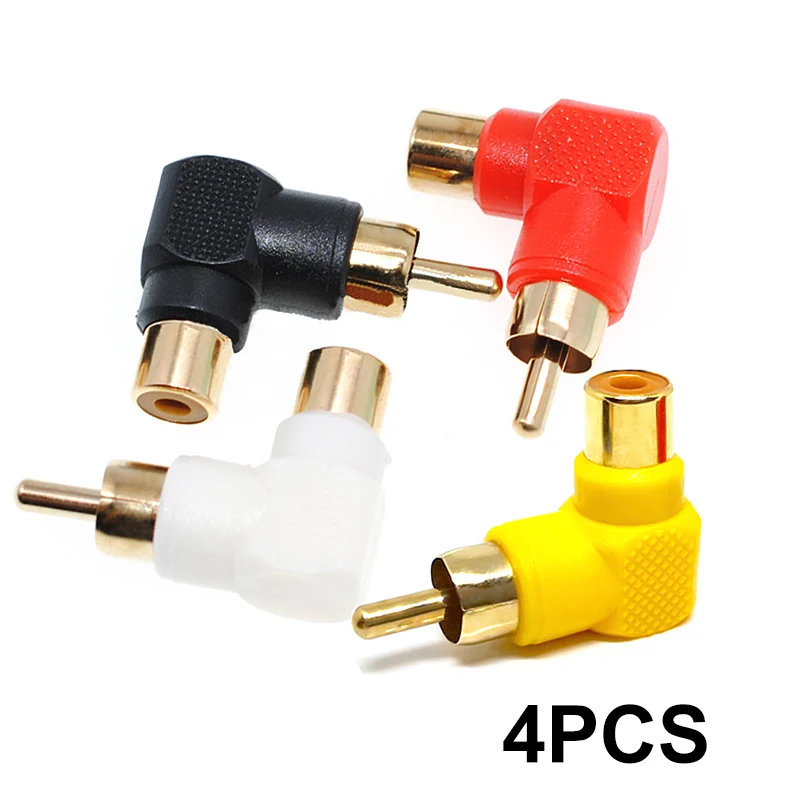 Adaptadores de enchufe de conector de ángulo recto RCA de 90 grados macho a hembra M/F adaptador de Audio de codo de 90 grados