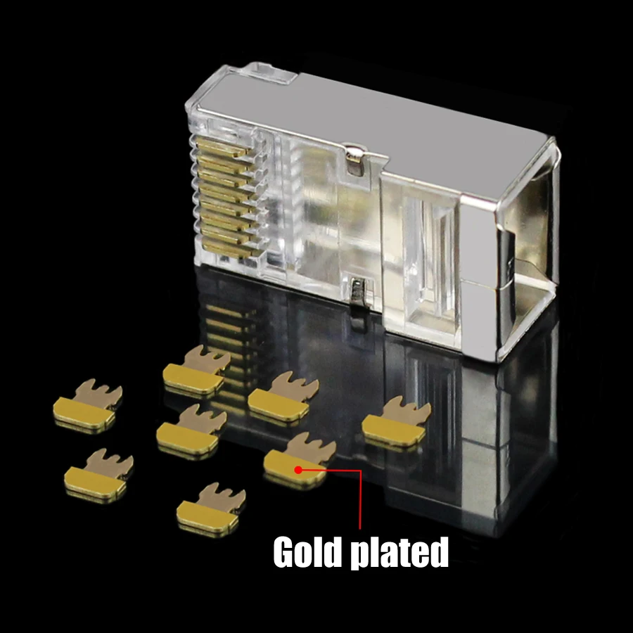 Xintylink-enchufe de cable ethernet, conector rj45, barra de carga cat6 8P8C, terminales blindados de metal, red chapada en oro, modular, 50 Uds. - imagen 5