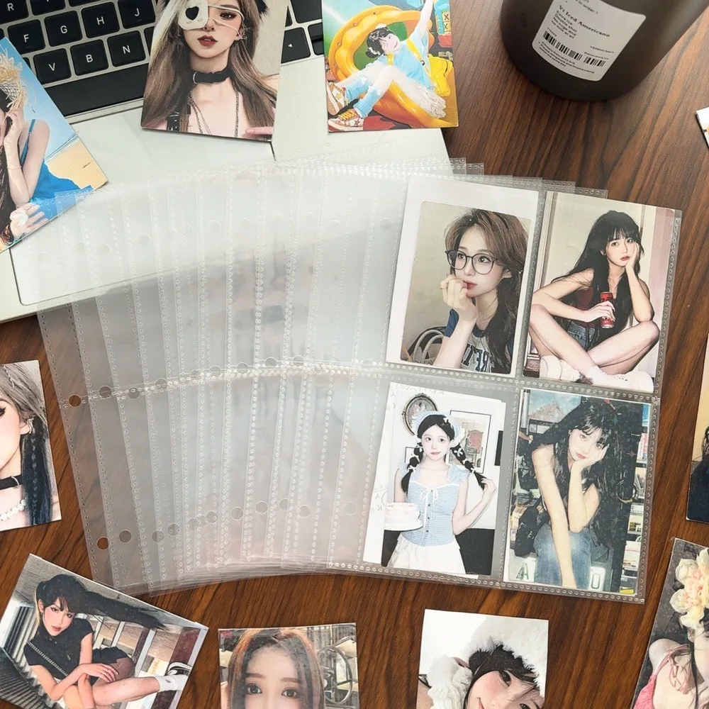 Carpeta de 4 bolsillos para tarjetas fotográficas, carpeta de papel de fondo, álbum de fotos Kpop, página interior de 6/3 agujeros, funda para carpeta de tarjetas fotográficas, 5-50 Uds. - imagen 3
