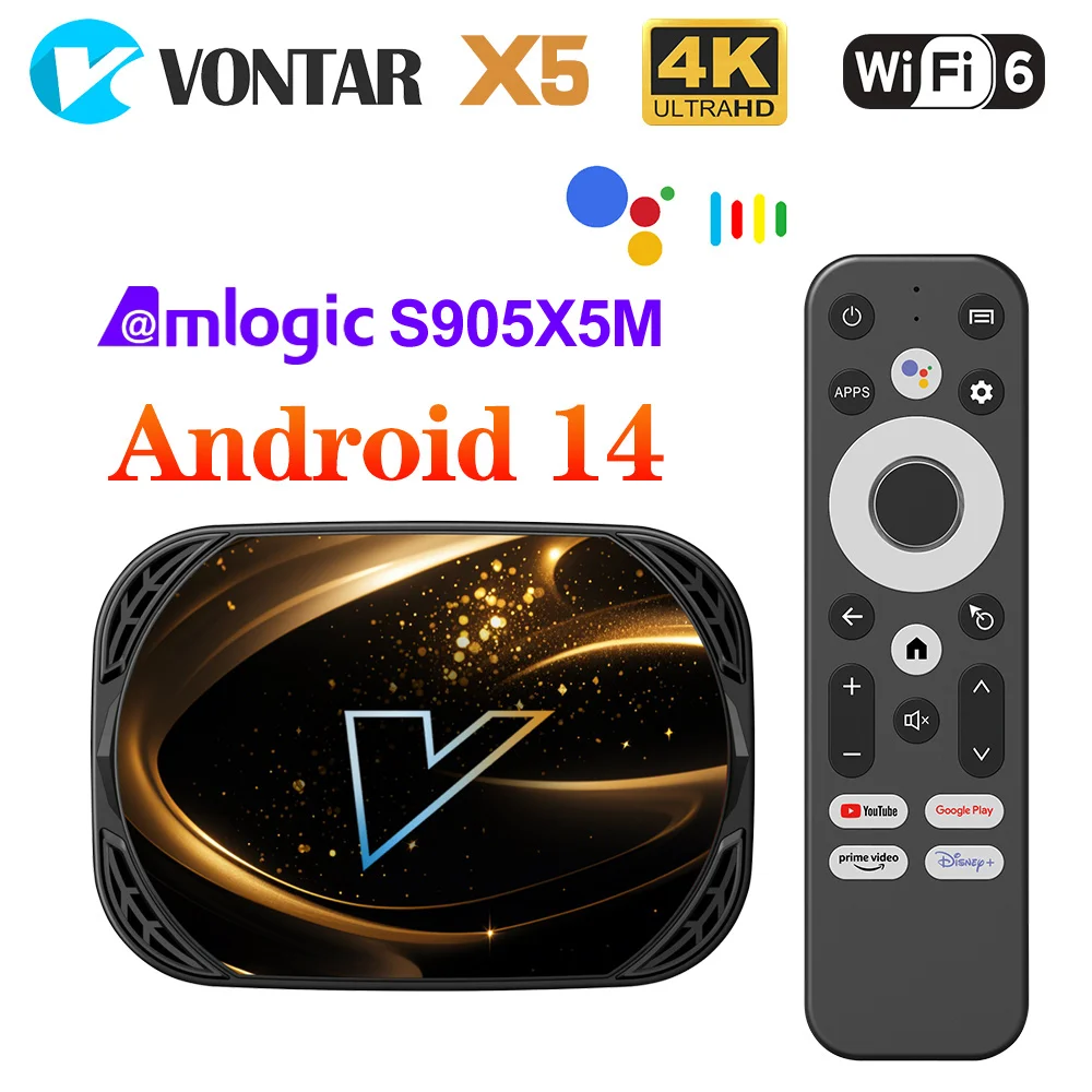 VONTAR X5 Android 14 TV Box Amlogic S905X5M(S905A) 4GB 128GB 32GB 64GB 1000M Wifi6 4K AV1 Google Play reproductor multimedia decodificador
