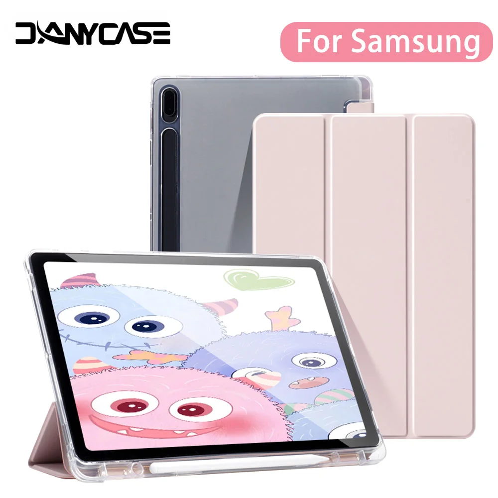 Funda para Samsung Galaxy Tab S9 FE 11 S8 S7 Plus FE 12,4 pulgadas S6 Lite funda trasera transparente para tableta con pestaña con portalápices