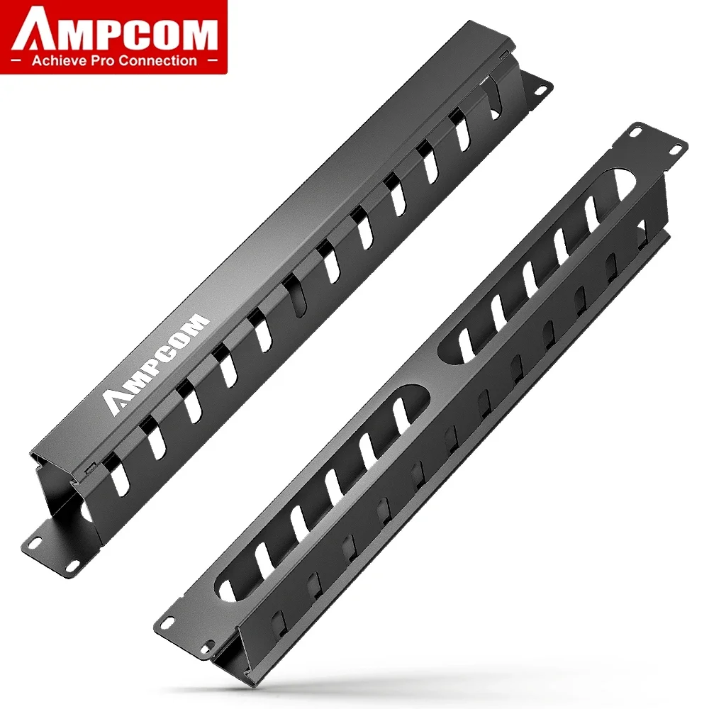 AMPCOM Organizador de Cables para Rack 19 pulgadas 1U 12/24 ranuras