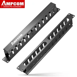 AMPCOM Organizador de Cables para Rack 19 pulgadas 1U 12/24 ranuras