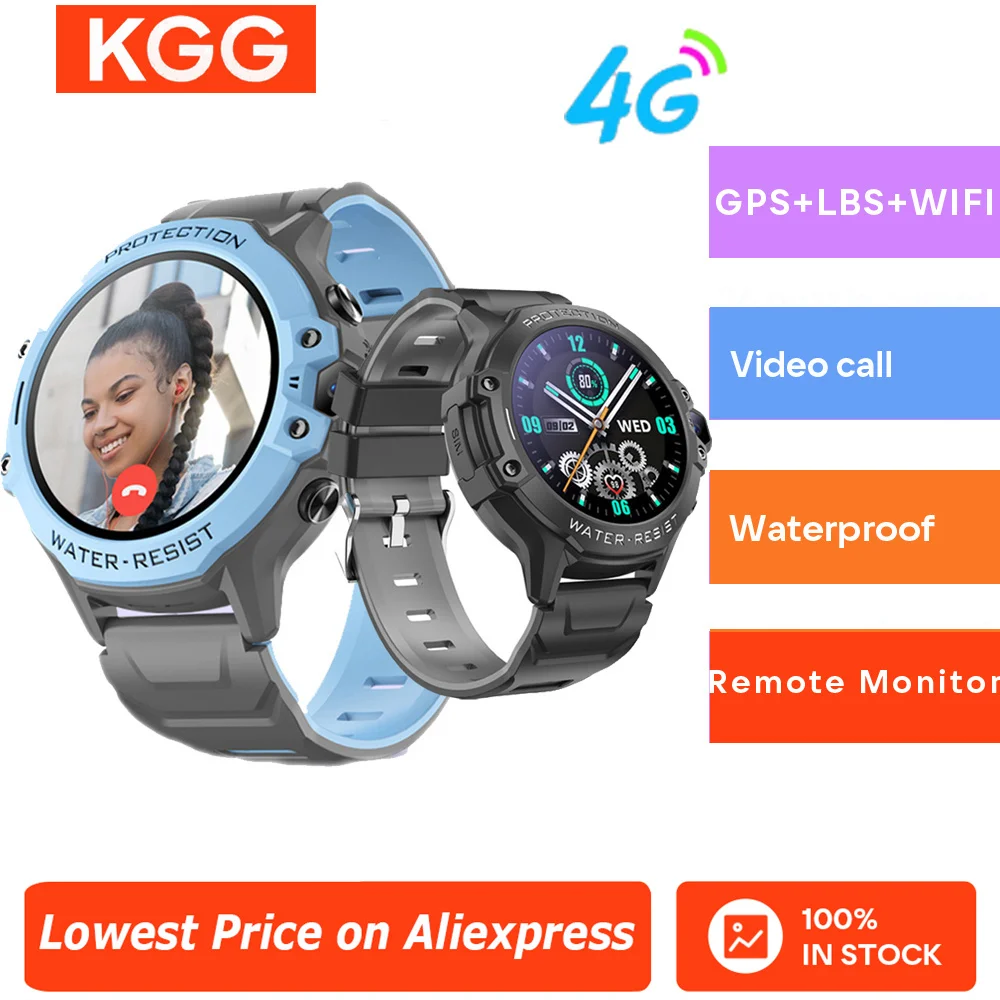 Reloj inteligente 4G para niños, 1,28 pulgadas, resistente al agua, GPS, WIFI, LBS, ubicación, videollamada, Chat, llamada de emergencia, cámara, reloj inteligente para niños, regalos