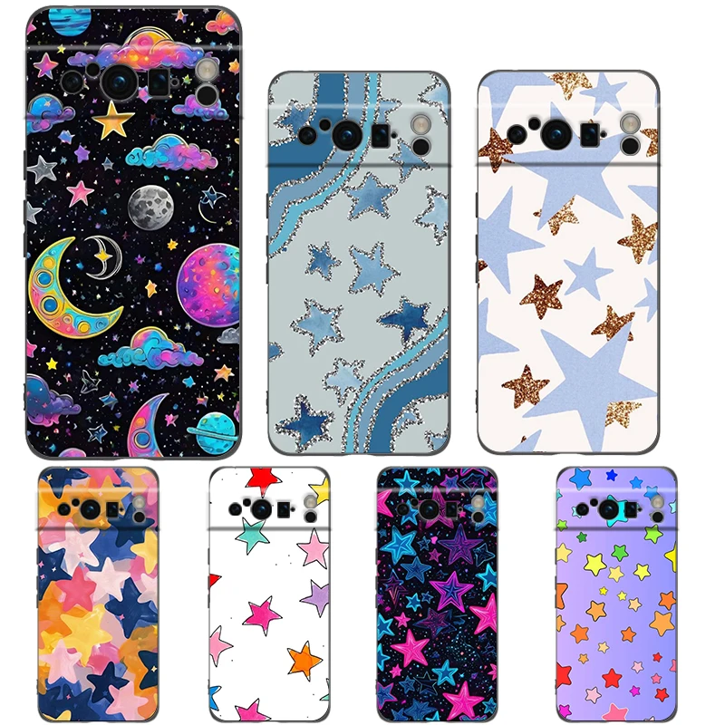 Para Google Pixel 10 Pro funda de teléfono Pixel 9 Pro XL TPU funda Pixel 8 Pro 9A 8A 7A 7 6A 6 Pro cubierta suave estrellas coloridas