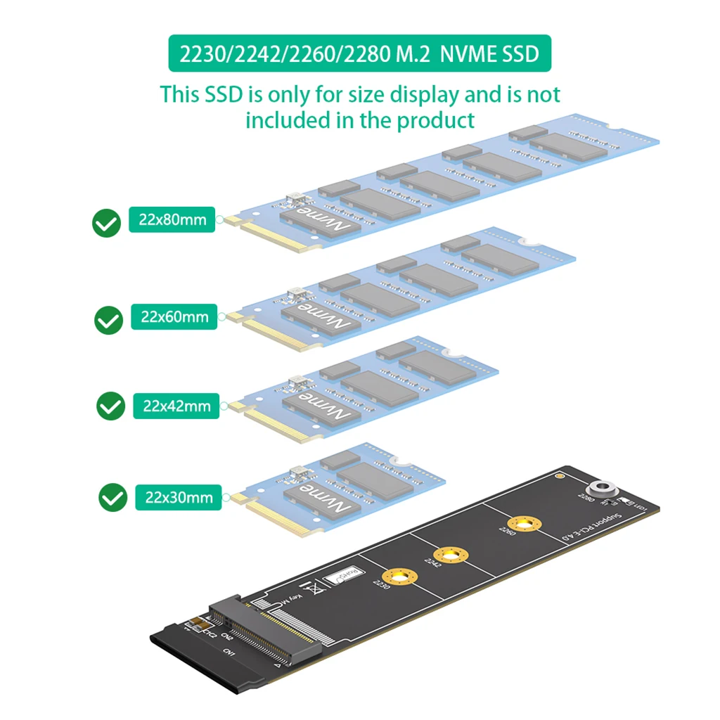 180 grados para NGFF M.2 m-key NVME SSD Cable de extensión 64Gbps para 2230/2242/2260/2280 M.2 NVME SSD - imagen 4