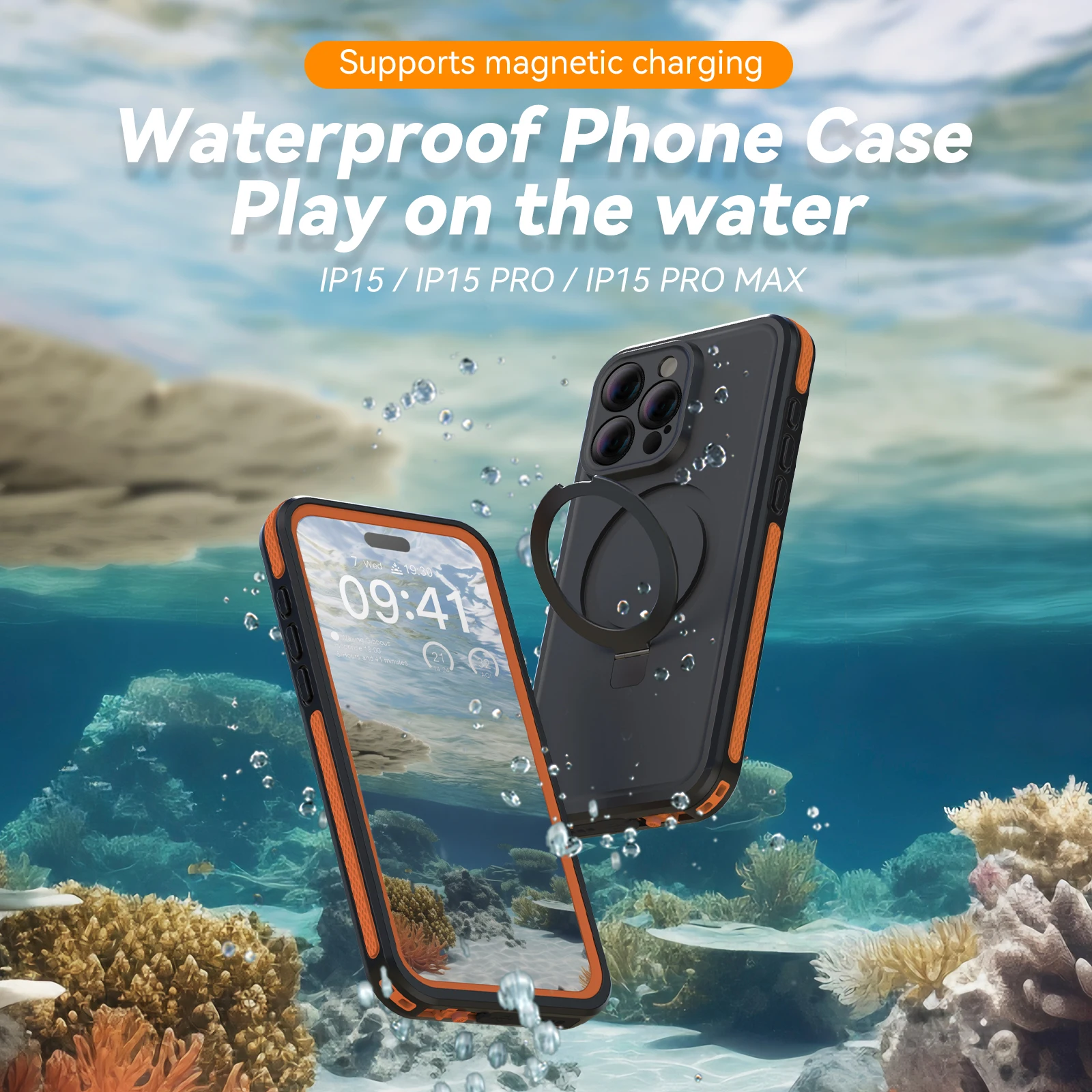 TELESIN IP68 funda impermeable para IPhone 15 15 Pro 15 Pro Max teléfono cubierta a prueba de caídas buceo natación subacuática protección al aire libre - imagen 3