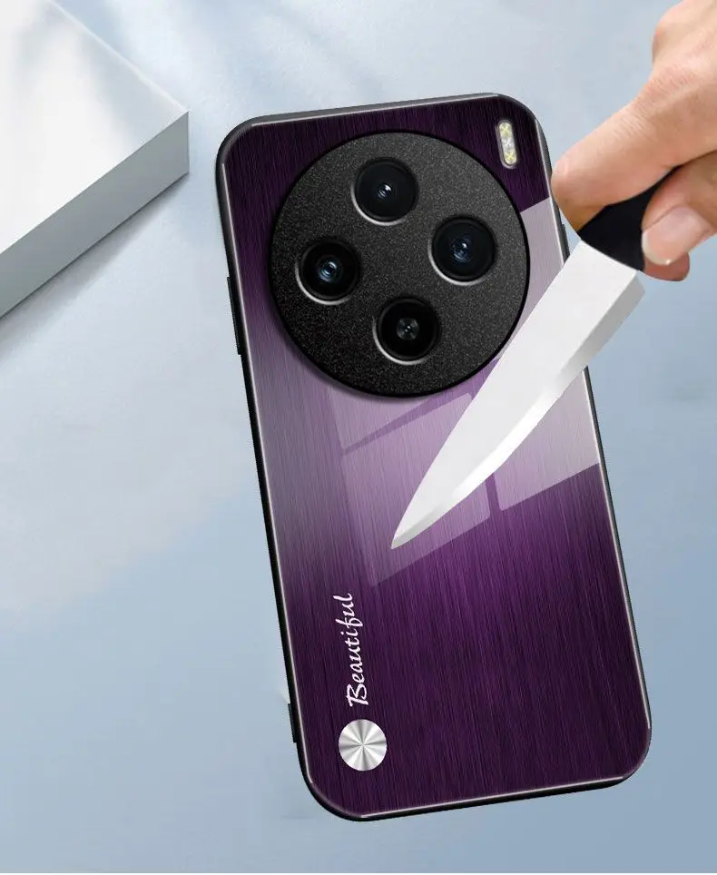 Para VIVO X200 Pro funda protectora trasera de gradiente de vidrio templado duro a la moda para VIVO X200 X100 Pro X100Ultra Shell - imagen 5